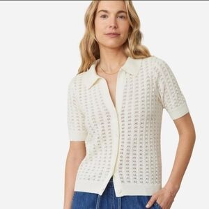 Marine Layer Cream Piper Knit Resort Knit Shirt Size Medium